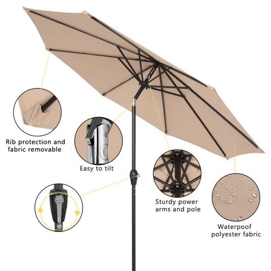 Parasol De Jardin Amélioré - 80 à 110 Cm - Housse D'ombrage En Fer Et