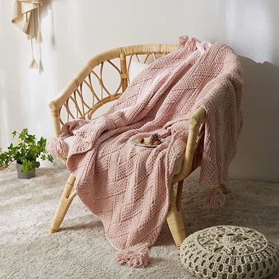 SAMIAH LUXE Jeté En Tricot épais De 127 X 178 Cm, Gris