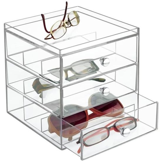MDesign support lunette – boite de rangement plastique pour lunettes, etc.  – porte lunette – en plastique – transparent797 - Cdiscount Bijouterie