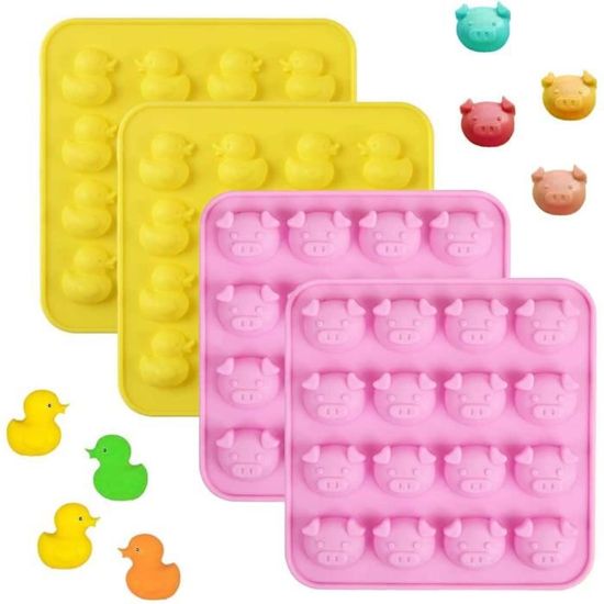 5 Moules Bonbons Silicone Alimentaire - Cœur, Animaux, Donuts, Dinosaures & Ours - Avec Compte-Gouttes