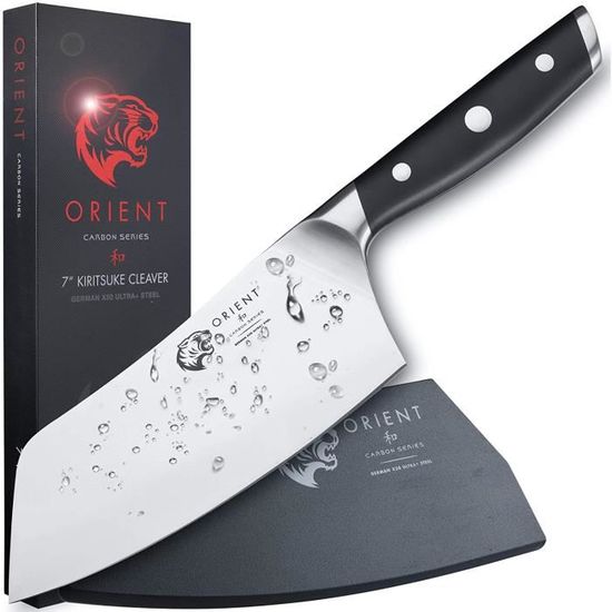 Série Carbon – Couteau couperet kiritsuke (couperet 18 cm), Couteau de Chef Chinois avec Coffret Cadeau - Couteau de Chef Japonais 7