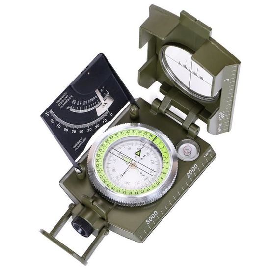 Camping Boussole Multifonction Professionnelle Orientation Militaire Portable avec Inclinomètre et Echelle Compas à Extérieur
