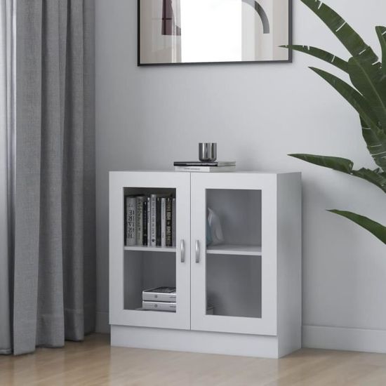 Libreria Con Vetrina Bianca - 82.5x30.5x80 Cm, Legno Multistrato, Per Soggiorno O Cameretta