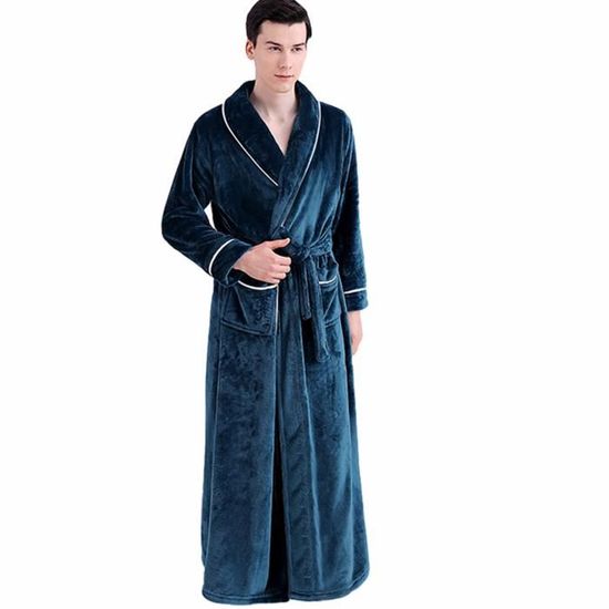 Peignoir Homme épais En Tissu éponge - Chaud Et Absorbant - Avec Capuche Et Poches