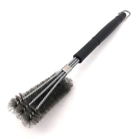 Lot De 3 Brosses Grill Barbecue 2 En 1 - Acier Inoxydable Avec Grattoir Et Poignée Isolante - Pour Tous Types De Barbecues - 6