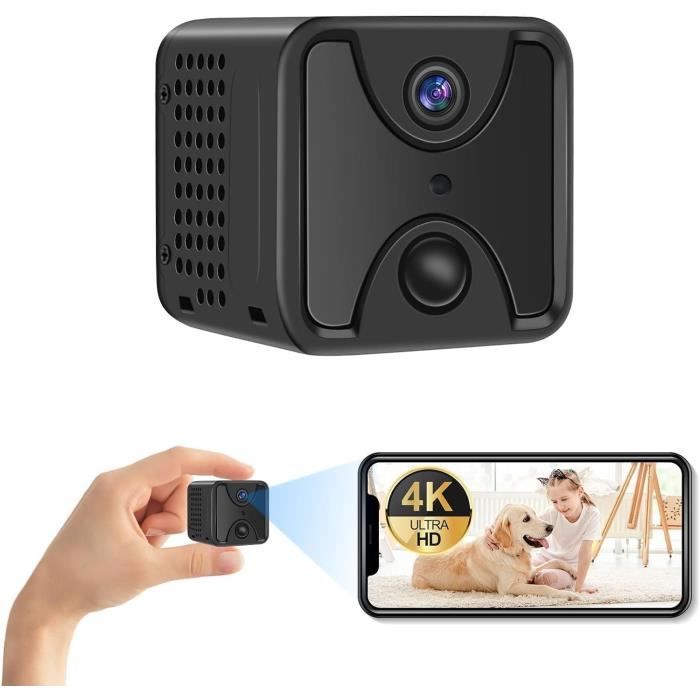 Camera Espion WiFi, Mini Caméra Cachée sans Fil 160° 4K Caméra de Surveillance Longue Batteries avec Détection de Mouvement e.[D36]