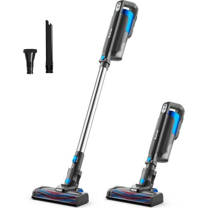 COSTWAY 6 en 1 Aspirateur Balai Sans Fil Aspirateur Sans Sac Aspiration 12000 PA avec Filtre HEPA Ultrasilencieux Bleu