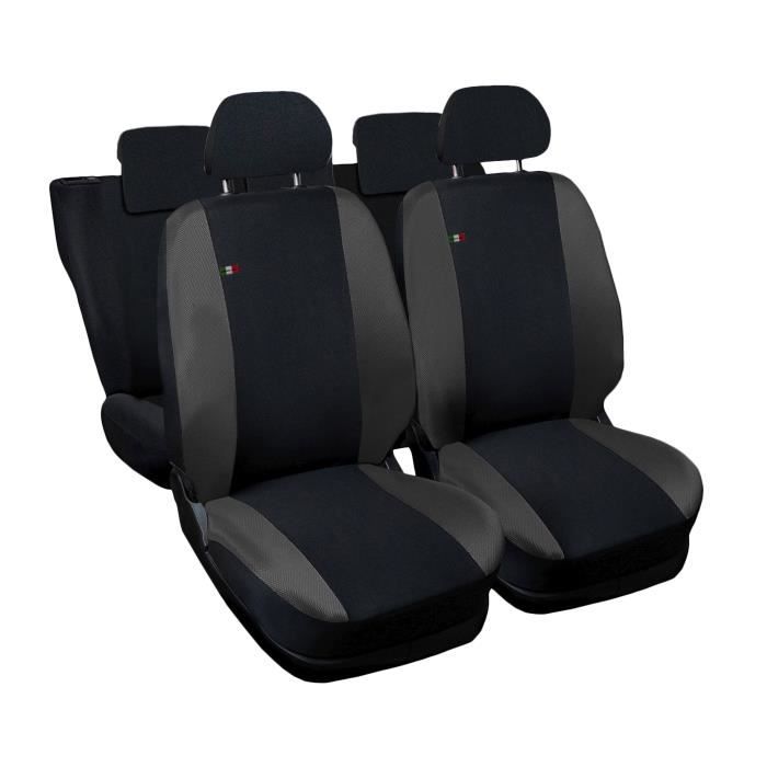 Housses de siège deux-colorés pour Fiat Punto Evo - noir gris foncè