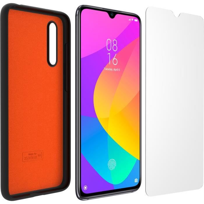 Pack coque TPU et verre trempé pour Xiaomi Mi 9 Lite Noir