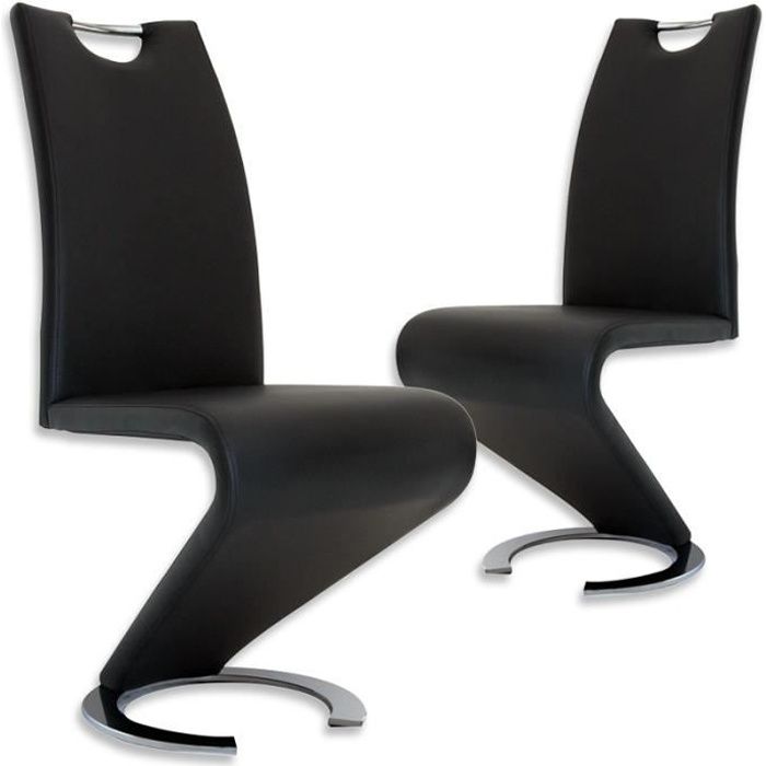 Lot de 2 chaises design en simili cuir noir KIZA