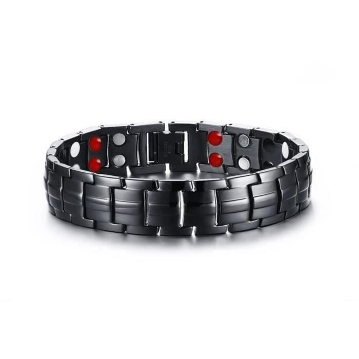 Bracelet Bijoux hommes15mm Acier inoxydable Double rangée AimantBracelet santé homme
