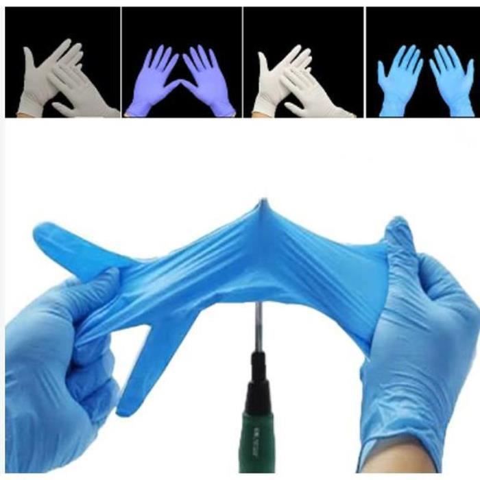 DB09165-100 pièces Gants Nitrile Jetables Non Poudrés, sans Latex, Convient pour Aliments, Examen Dentaire, Bien Tolérée, L