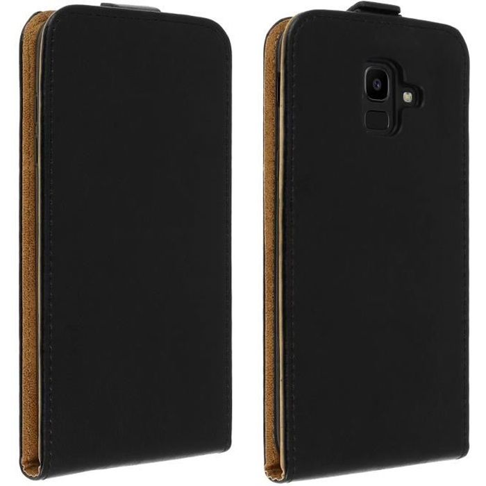 Etui Samsung Galaxy J6 Housse Clapet Vertical Porte-carte Coque silicone Noir