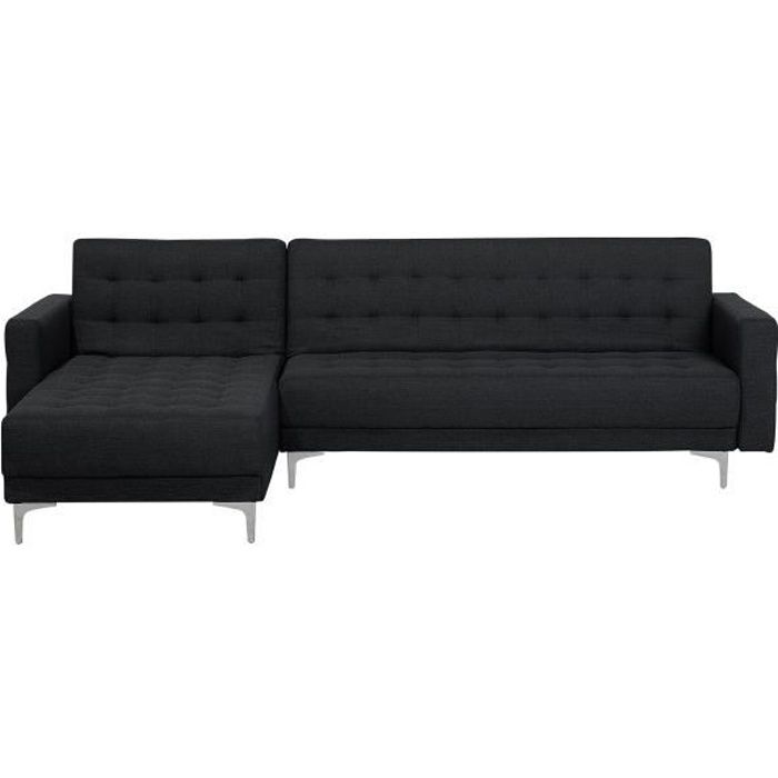 Beliani - Canapé d'angle à droite convertible en simili-cuir noir ABERDEEN