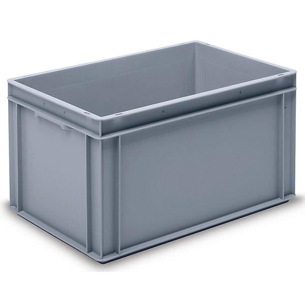 Bac gerbable Europe en PP qualité alimentaire - charge max. 20 kg, gris argenté capacité 60 l, hauteur extérieure 325 mm, lot de 2 -
