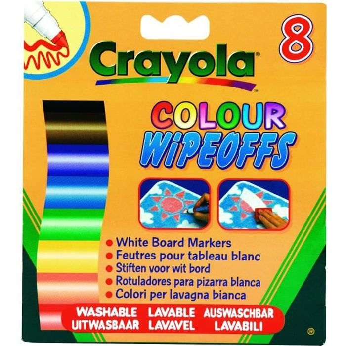 CRAYOLA 8 Feutres A Colorier Effaçables (Pointe Large)