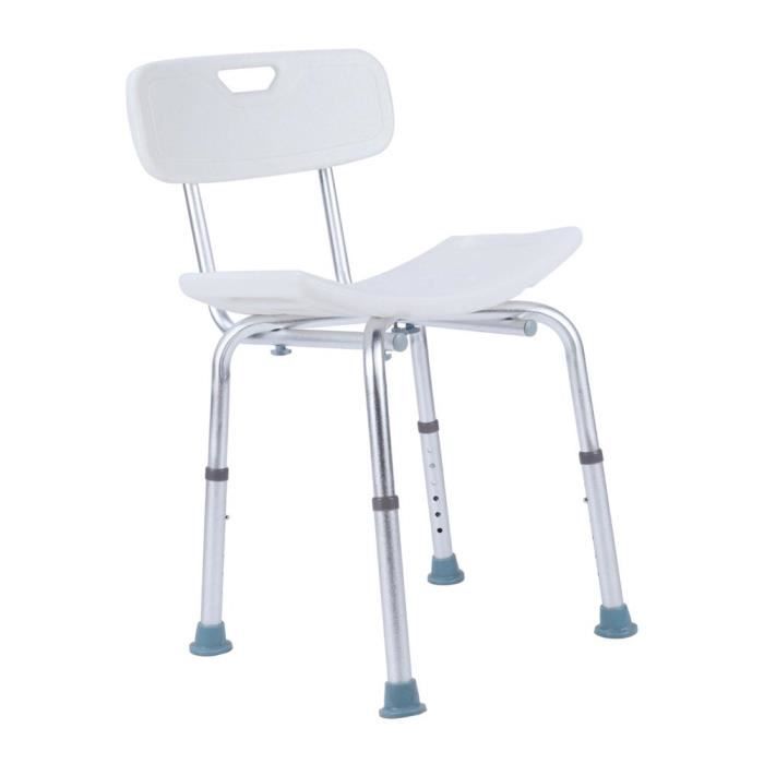Chaise de douche siège de douche ergonomique hauteur réglable pieds antidérapants charge - max. 150 Kg - blanche -BOT-NOC