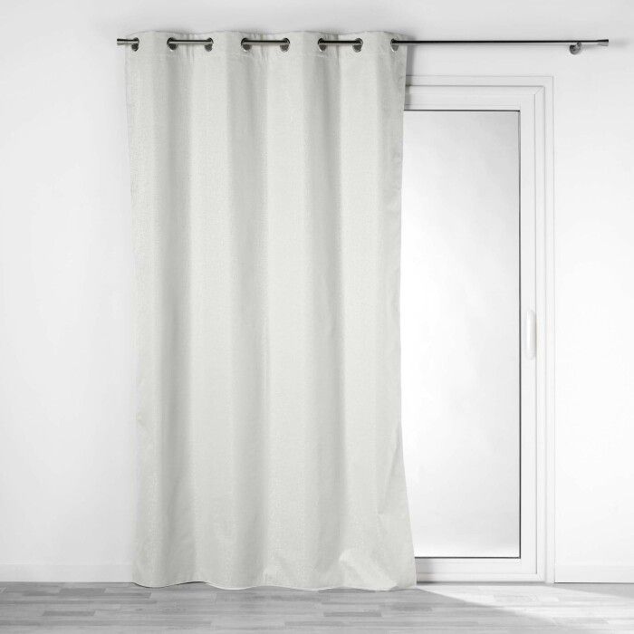 RIDEAU A OEILLETS 140 x 260 CM 100% OCCULTANT/JACQUARD DARKO BLANC