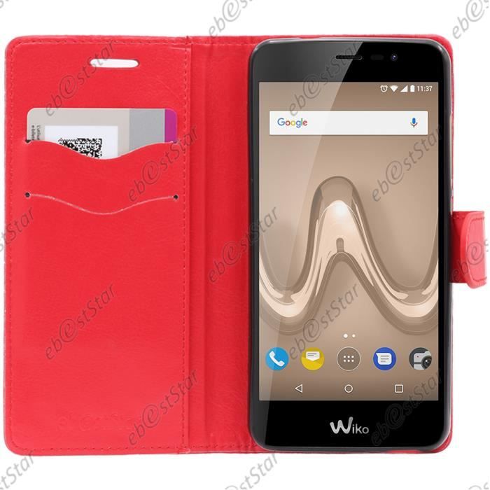 ebestStar ® Coque Portefeuille support Folio pour Wiko Tommy 2, Couleur Rouge