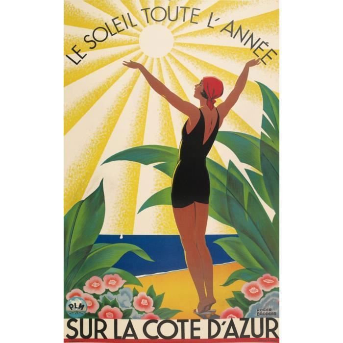Poster Affiche Cote d'Azur Art Deco Affiche Ancienne Vintage 42cm x 67cm