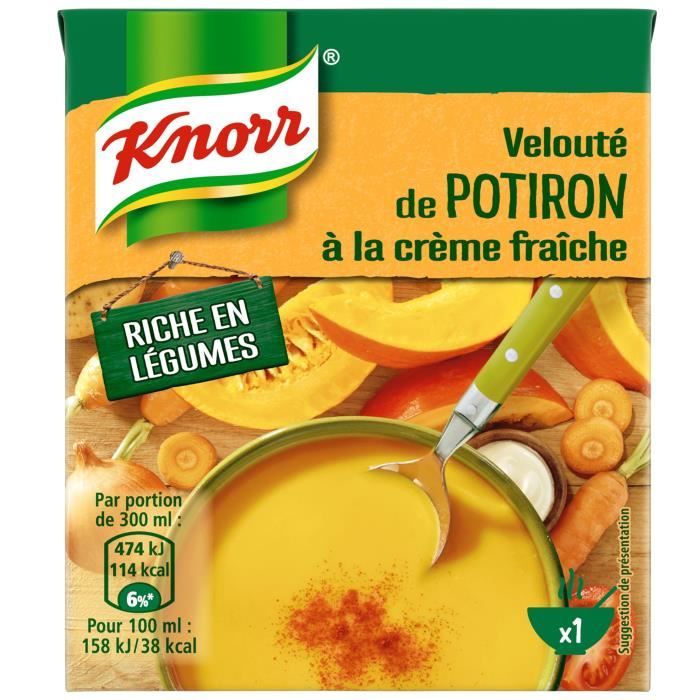 KNORR Les Classiques Soupe Liquide Velouté Potiron Crème Fraîche - 30 cl