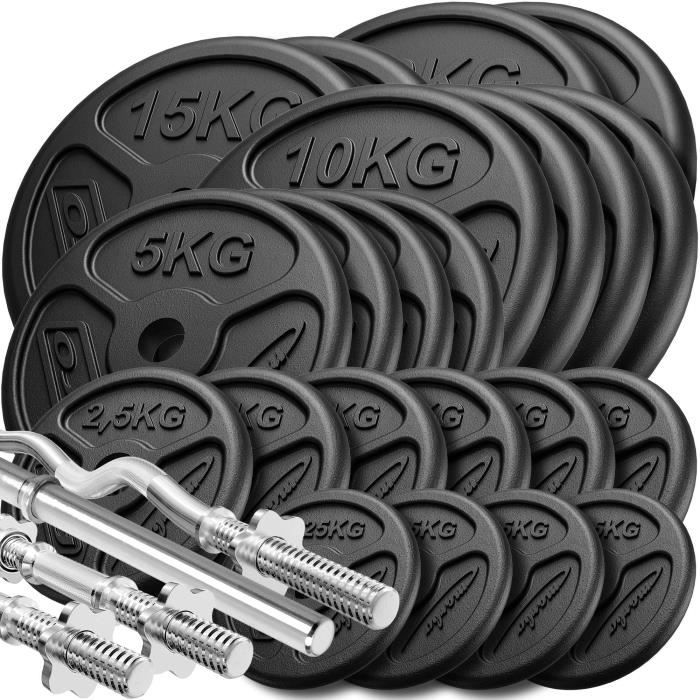 Marbo Sport Set d'haltères renforcés et de poids minces 173 kg - ø30 mm