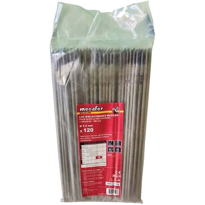 MECAFER Lot de 120 électrodes - Ø 3.2 mm L 300 mm