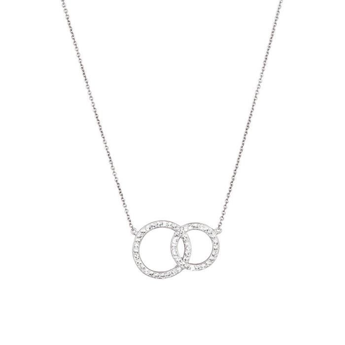 Mes-bijoux.fr - CollierFemme Métal Argenté et ornée de Cristaux de Swarovski Element - WCI135Crygv