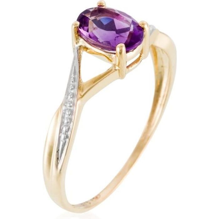 Bague Or Jaune et Améthyste