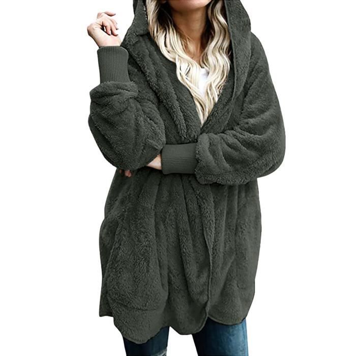 Cardigan Oversize À Capuche Et Poches Drapées Pour Femme Vert