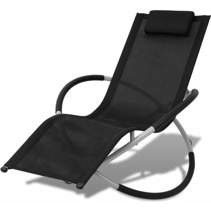Chaise Longue de Jardin,Chaise Longue pliante,Bain de Soleil Transat géométrique d'extérieur Acier Noir et gris