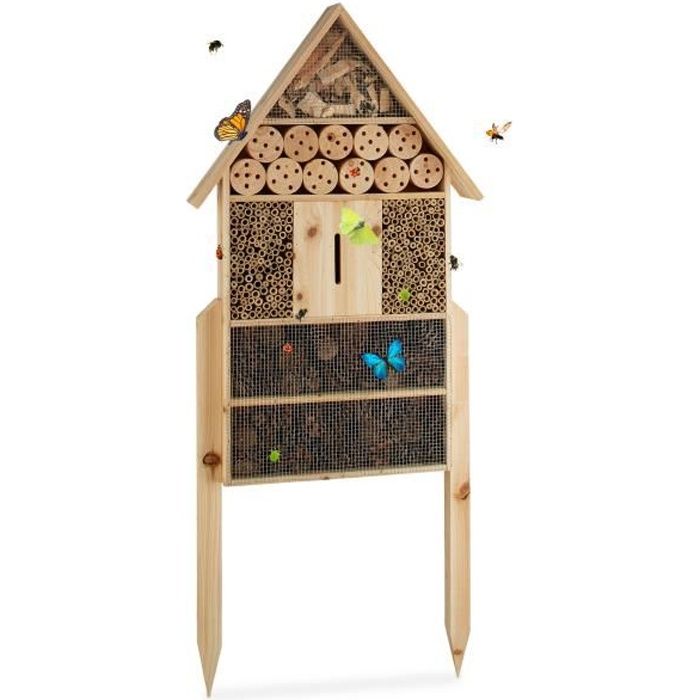 Relaxdays Hotel a insectes sur pied nature XXL abri refuge n