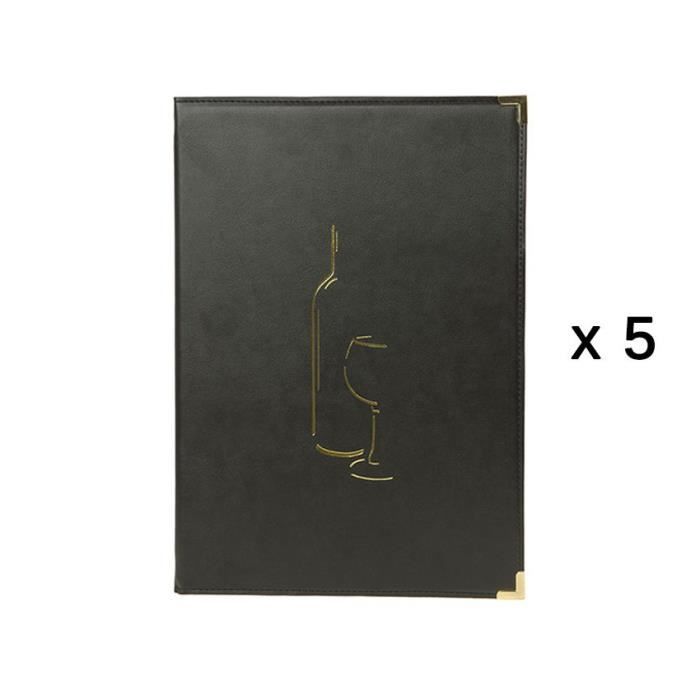 Lot de 5 cartes des vins et boissons Classic pour hôtel restaurant brasserie 2,5 PVC