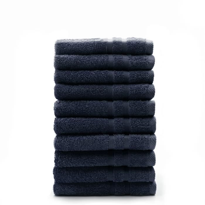 TODAY Lot de 10 Serviettes de toilette Ciel d'orage - 50 x 100 cm - 100% coton