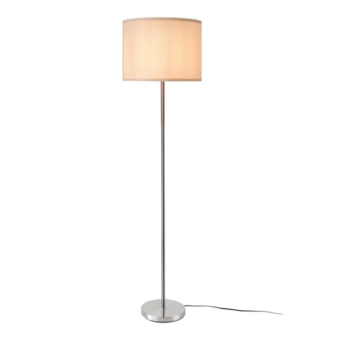 Lampadaire - Tamworth - E27 - Hauteur 161 cm - Métal Argent - Abat-jour Blanc Lampadaire - Tamworth - E27 - Hauteur 161 cm - Métal Argent - Abat-jour Blanc