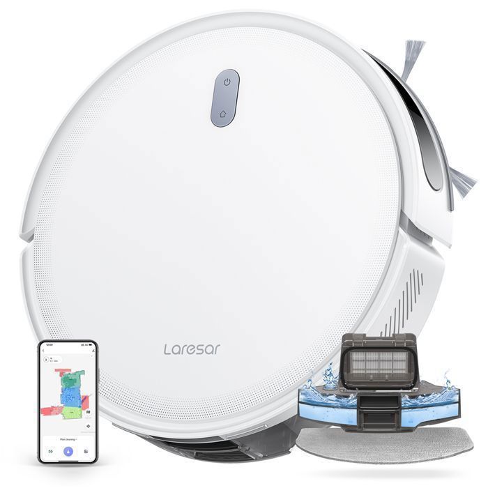 Laresar L10-Aspirateur Robot Laveur 3 en 1 -6500Pa/180 min-SoF LiDAR Navigaton WiFi / Alexa / APP Poils d’animaux Tapis - Laresar