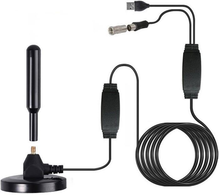Antenne HDTV Intérieure 3m Avec Amplificateur - Réception 4K 1080P Pour TV Freeview