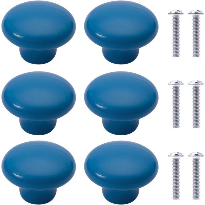Boutons de meuble - LARGEIGHT - Lot de 6 - Céramique - Couleurs multiples - Ronds
