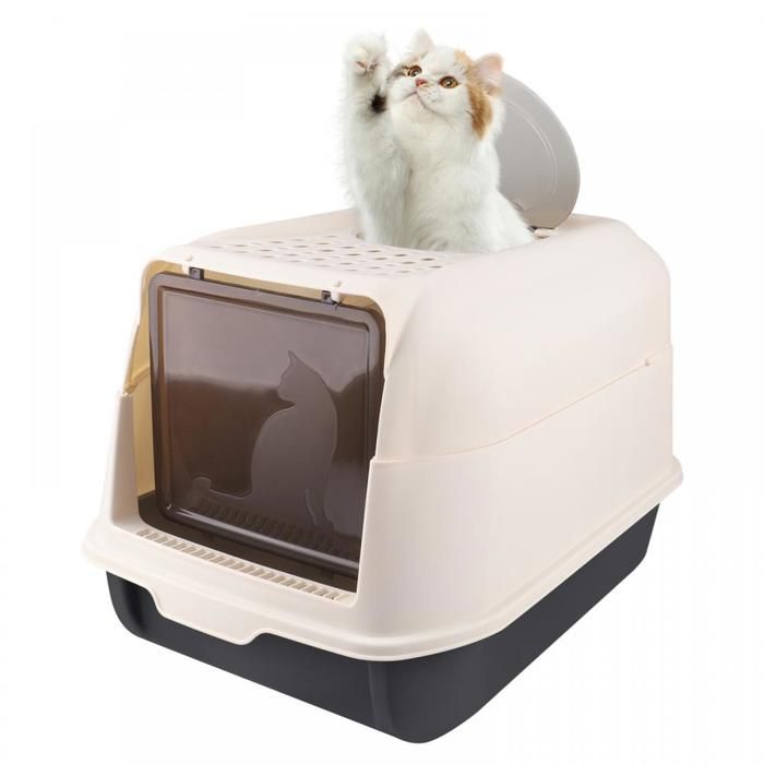 Meilleurs prix pour MIPAN Bac à litière pour Grands Chats Maison de Toilette pour Chat Chat bac à litière  avec Pelle noir