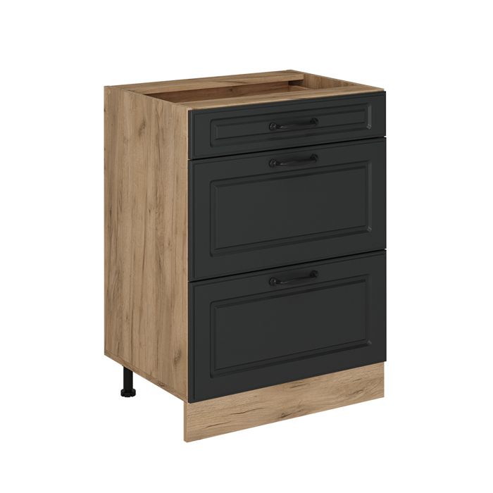 Cuisine Compacte Vicco R-Line 160 Cm – Façade Anthracite Campagne, Chêne Doré, Sans Plan De Travail