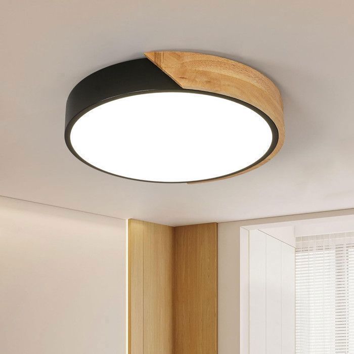 DORLINK Plafonnier LED 30W – Lumière Chaude 3000K – Luminaire Plafonnier LED Rond pour Salon Chambre Cuisine – Noir