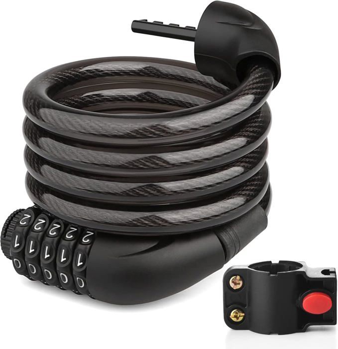 2 Clé Cadenas De Vélo Bicyclette Acier Câble Extra Fort