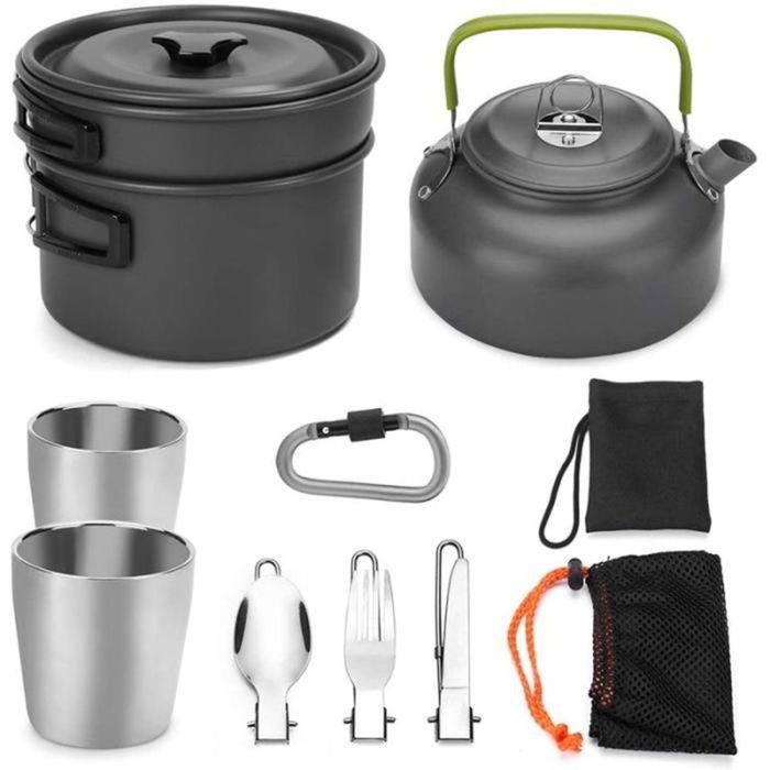 Mini Kit de Casseroles Camping Cookware Kit en Alliage dAlu Légère Durable pour Randonnée PêcheSurvieOutdoor