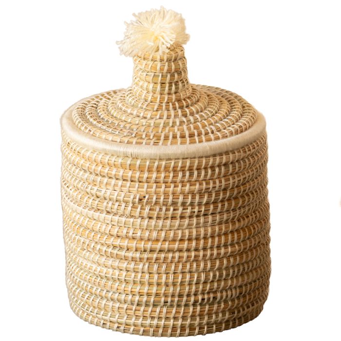 Panier avec couvercle laine Blanc 20x25 cm