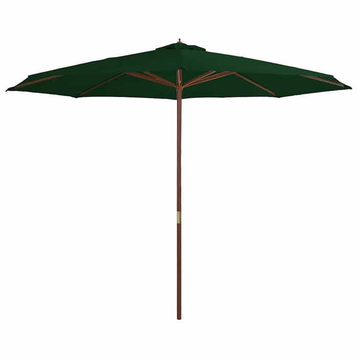 Parasol dextérieur - RUIGOU - avec mât en bois 350 cm Vert - anti-UV/anti-décoloration *8054774