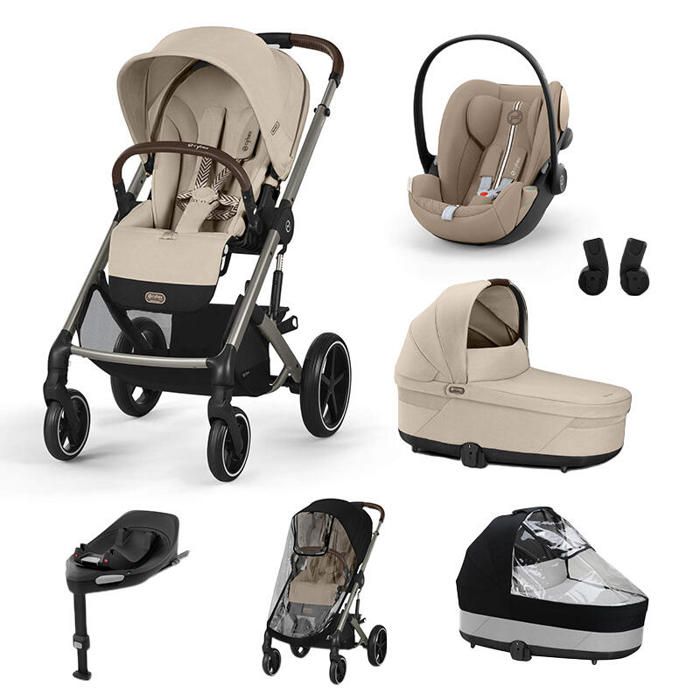 CYBEX - Poussette Trio Balios S Lux + Siège auto Cloud G3 Plus + Nacelle Cot S Lux + Set XL Almond beige