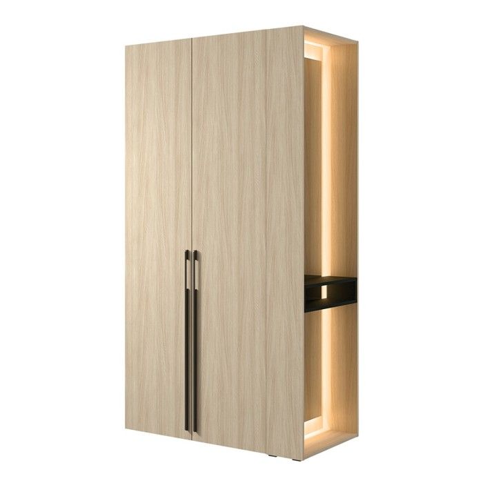 Armoire SORIA 110 cm chêne et noir avec miroir LED et niche – 2 portes battantes Armoire SORIA 110 cm chêne et noir avec miroir LED et niche – 2 portes battantes