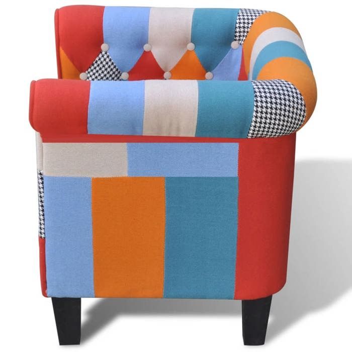 CLARENCE® Fauteuil simple - Chaise-Canapé - pour salon/chambre/bureau - avec design de patchwork Tissu LV4884