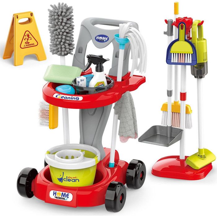 Jouet De Nettoyage Enfant 29 Pièces Set De Ménage Éducatif Avec Aspirateur Balai Brosse Et Chariot - Jeu De Rôle Créatif Enfants