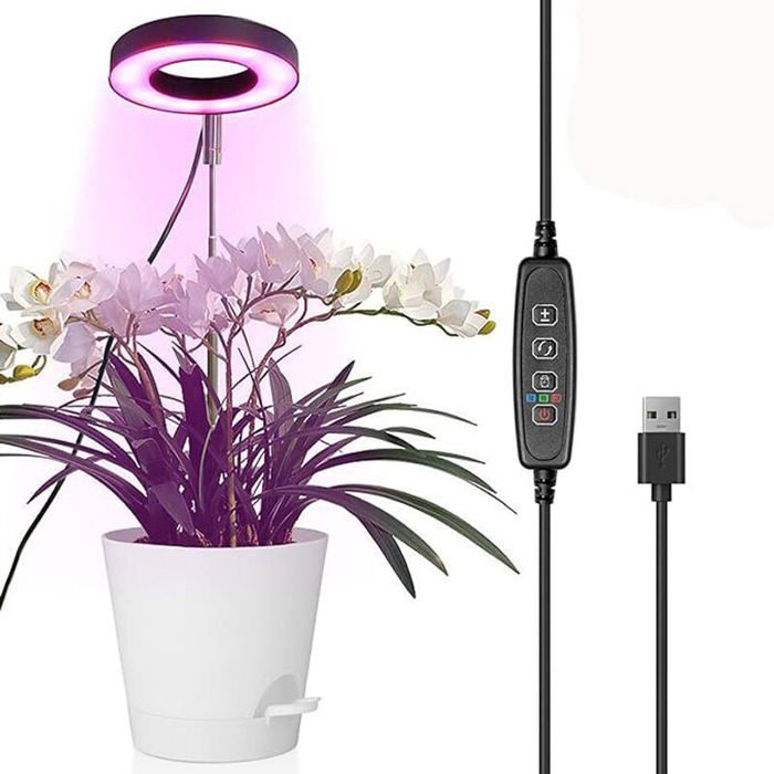 Lampe Plante Spectre Complet Hauteur Réglable Minuterie 3/9/12h 10 Luminosités 3 Modes Pour Semis et Orchidées
